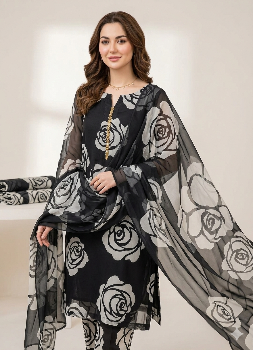 3 PC - SWISS LAWN DIGITAL PRINTED - AR06